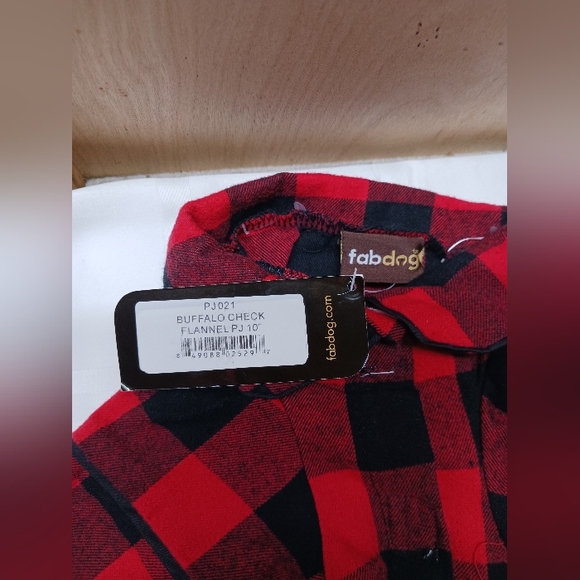 FabDog Buffalo Plaid Flannel Dog PJs/Black, red,Size S-10"_NWT - Picture 3 of 4